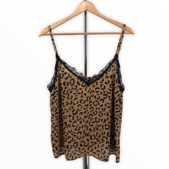 Vixbe Leopard Print Spaghetti Strap Lace Trim Cami size XL - Picture 2 of 12